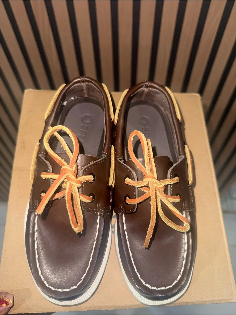 Boys Sperry Top-Sider Brown Leather Boat Shoes Classic Deck Shoes 12c